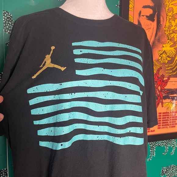 Mens Nike Air Jordan Retro Liberty Tee Blue Flag Jumpman Cotton T-Shirt Size M - Picture 2 of 8